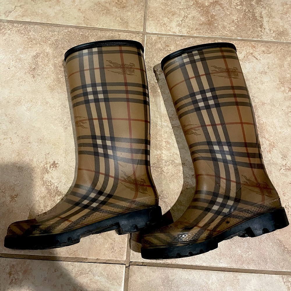 Burberry rain boots.